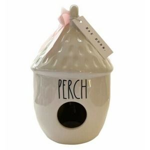Rae Dunn By Magenta Perch Birdhouse Artisan Round Ceramic Pink Ribbon NEW